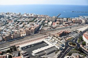 Vista aérea de la Estación Intermodal de Almería. e;clip:rect(4