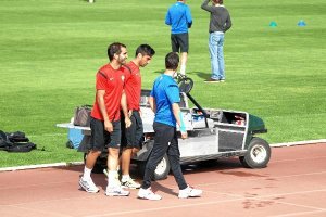 Verza y Hans, en el entrenamiento de este jueves.e;clip:rect(46