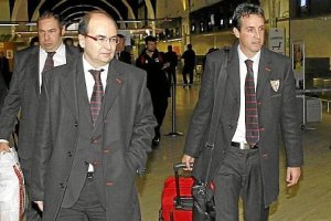 Jose Castro y Unai Emery en uno de los viajes con el Sevilla.e;