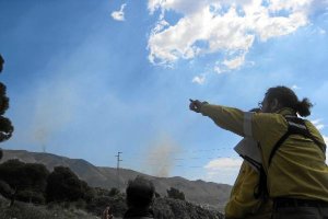Imagen del fuego desde el puesto de mando del Infoca en Enix.e;