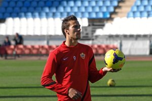 Óscar Díaz en el entrenamiento de este viernes.