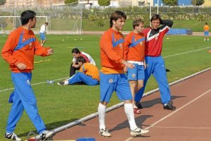 Cisma y Mané en un entrenamiento en el Almería.