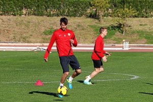 Marcos Tébar en el entrenamiento de esta mañana.e;clip:rect(469