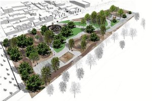 Recreación de cómo quedará el parque de Los Pinos del barrio de El Alquián.tyle>.apqj{posi