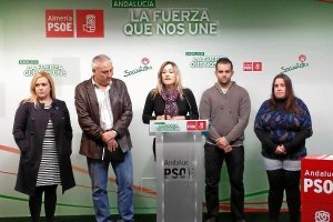 Grupo municipal socialista en el Ayuntamiento de Níjar, ayer en la sede provincial del PSOE.</title>