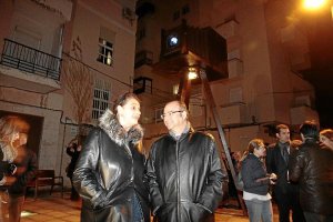 Inauguración del proyector ayer tarde en la plaza Manuel Falces de la capital.tyle>.apqj{p