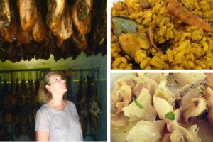 Imágenes de Fiona Dunlop durante su visita y algunos de los platos degustados.