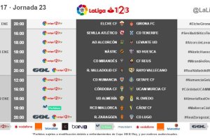 Horarios de la jornada 23 en Segunda.