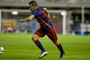 Dani Romera en un partido con el filial del Barça.
