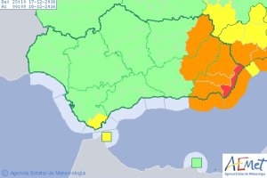 El Levante de la provincia en alerta roja por intensas lluvias.