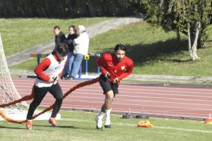 Pozo y Chuli en el entrenamiento.