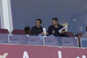 Alberto Benito y Alfonso Serrano, en el Almería-Mallorca.