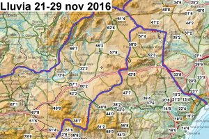 Mapa de las precipitaciones en los municipios almerienses