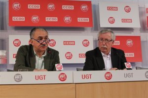 Imagen de los secretarios generales de CCOO y UGT