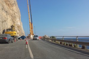 Obras en la carretera de El Cañarete la pasada primavera.