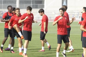 Navarro, Nano y Navas en el entrenamiento.