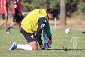 El jugador en el entrenamiento de esta mañana.