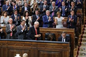 La bancada popular en el Congreso tras la votación.