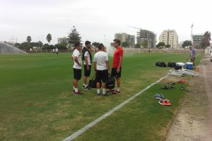 Corona, este martes en el campo de la Vega de Acá.
