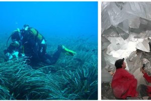 Imágenes de la Posidonia y la Geoda gigante de Pulpí, espacios naturales que podrán conocer los escolares.