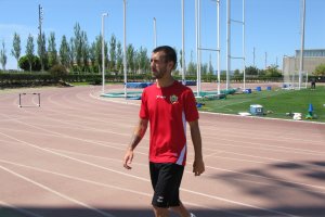 Luna, al final de un entrenamiento en el Almería.