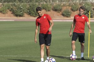 Fidel en el entrenamiento de este jueves.