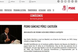 Captura de pantalla de la web del Partido Socialista.