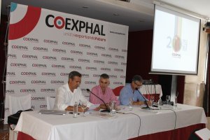 Asamblea de Coexphal celebrada ayer con Manuel Galdeano, en el centro de la imagen.