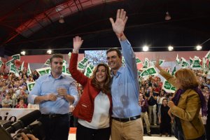 Imagen de uno de los actos políticos en los que han coincidido en Almería Pedro Sánchez y Susana Díaz.