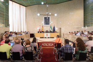 Imagen de la última sesión plenaria celebrada en el Ayuntamiento de Almería, el 18 de agosto.