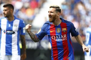 Messi celebra uno de los goles del Barça.