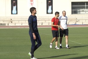Julián Cuesta en el entrenamiento de este miércoles.