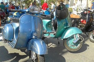 Imagen de la concentración de motos antiguas celebrada en la Feria 2015.
