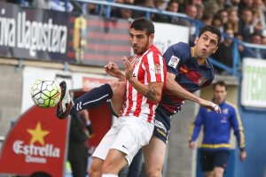 Juanjo con Fran Vélez en el Llagostera-Almería.