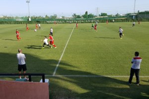 Una jugada del Almería-Sevilla Atlético.