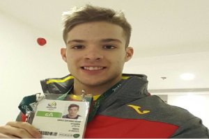 David Sánchez con su acreditación de Río 2016.