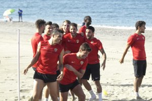 Buen ambiente entre los futbolistas.