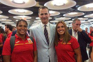 Marta Mangue, el Rey de España y la roquetera Carmen Martín.