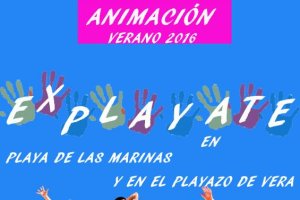 Cartel del programa de actividades en las playas de Vera Expláyate