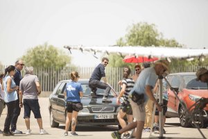 Rodolfo Sancho se prepara para grabar una escena en Campohermoso.