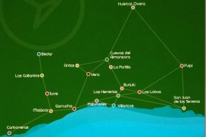 Mapa con los nuevos itinerarios que acercan a los pueblos de interior con la zona costera.