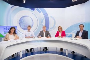 Los candidatos almerienses en el debate electoral del 26j en Canal Sur, retransmitido ayer en la cadena andaluza.