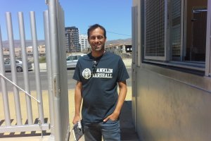 Fran Fernández, este martes en la puerta del Estadio.