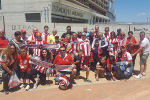 Aficionados del Almería en el último viaje a Córdoba.