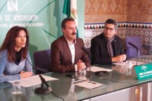 Los directores de ambas instituciones, Arturo del Pino y María Luisa García, y Alfredo Valdivia.