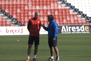 Soriano y Goro en un entrenamiento.