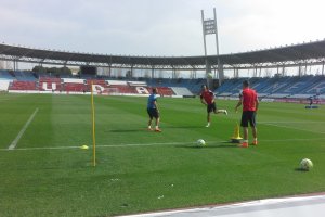 Iago y Goñi, con el recuperador Jesús Roche.
