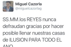 Tuit de Cazorla sobre la Cabalgata de la capital.