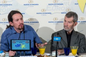 Pablo Iglesias y Julio Rodríguez, en un acto en Madrid.