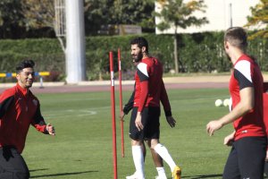 Carlos Cuéllar en el entrenamiento.